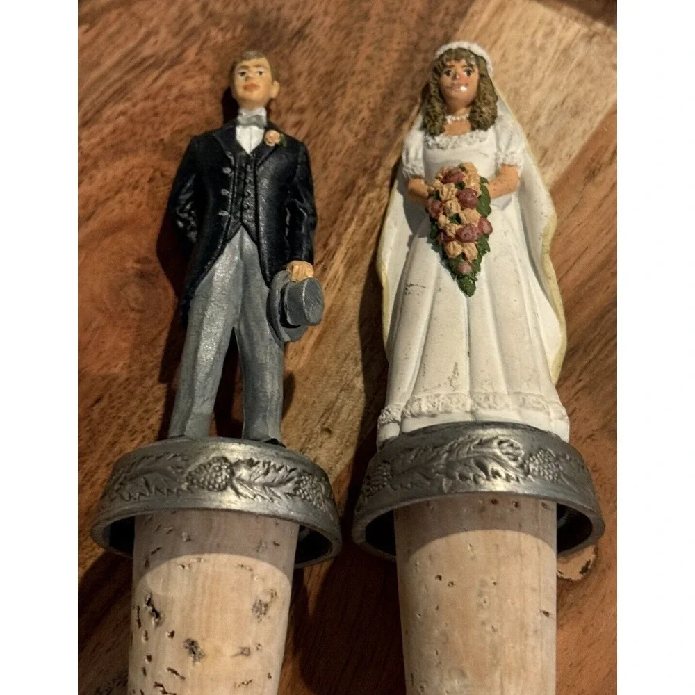 Vintage‎ Wedding Sterling Classic 1994 Bottle Stoppers Bride And Groom Set Rare